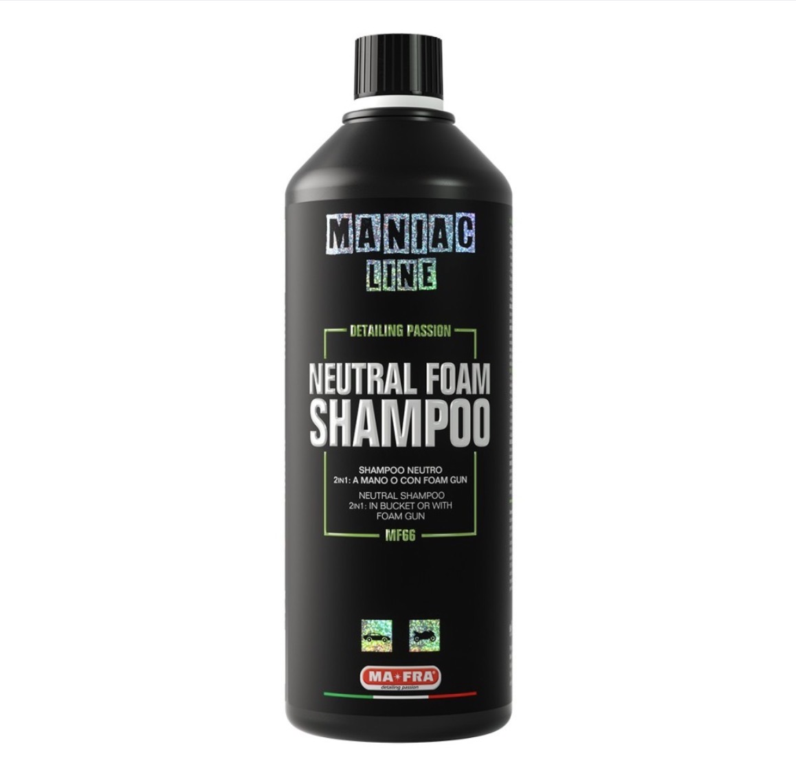 Shampoo Auto pH Neutro 2in1: lavaggio a mano e prelavaggio emolliente con Foam Gun
